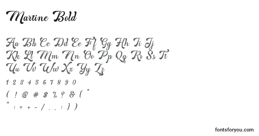 A fonte Martine Bold – alfabeto, números, caracteres especiais