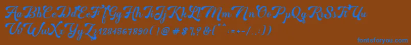 Martine Bold-Schriftart – Blaue Schriften auf braunem Hintergrund