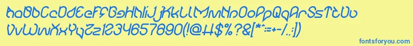 Maruciel Bold Italic-Schriftart – Blaue Schriften auf gelbem Hintergrund