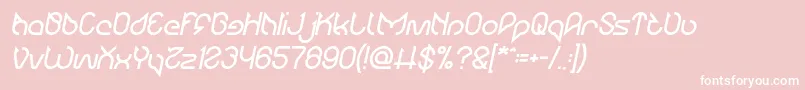 Fonte Maruciel Bold Italic – fontes brancas em um fundo rosa