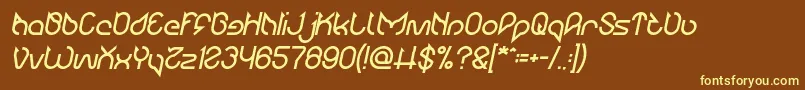 Fonte Maruciel Bold Italic – fontes amarelas em um fundo marrom