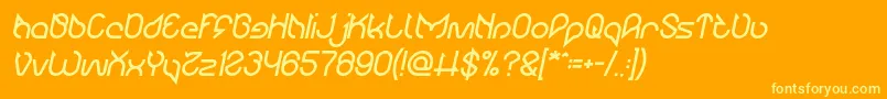 Czcionka Maruciel Bold Italic – żółte czcionki na pomarańczowym tle