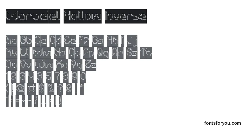 Maruciel Hollow Inverse Font – alphabet, numbers, special characters