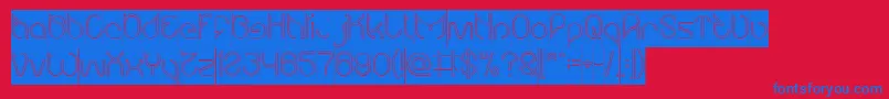 Maruciel Hollow Inverse-Schriftart – Blaue Schriften auf rotem Hintergrund