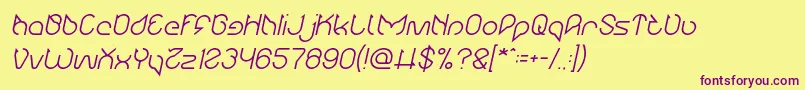 Maruciel Italic-Schriftart – Violette Schriften auf gelbem Hintergrund