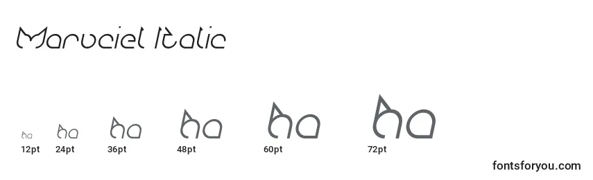 Размеры шрифта Maruciel Italic