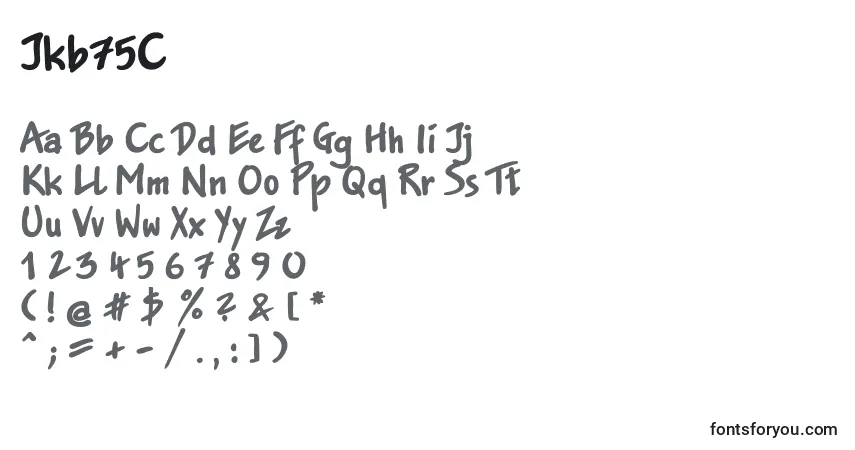 Czcionka Jkb75C – alfabet, cyfry, specjalne znaki