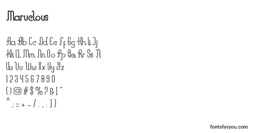 Schriftart Marvelous (133692) – Alphabet, Zahlen, spezielle Symbole