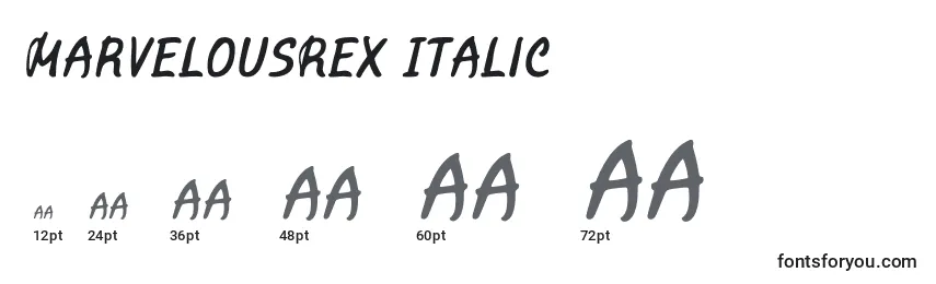 Tamanhos de fonte MarvelousRex Italic