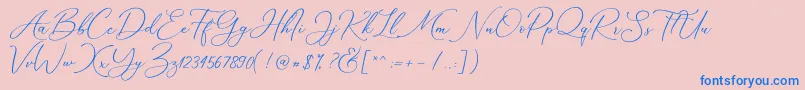 Fonte Marverlous Script Demo – fontes azuis em um fundo rosa