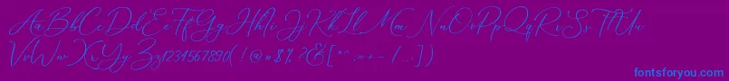Шрифт Marverlous Script Demo – синие шрифты на фиолетовом фоне