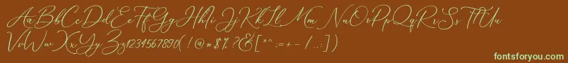 Marverlous Script Demo-fontti – vihreät fontit ruskealla taustalla