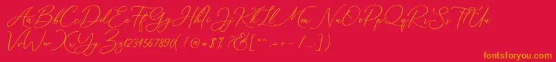 Marverlous Script Demo-Schriftart – Orangefarbene Schriften auf rotem Hintergrund