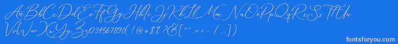 フォントMarverlous Script Demo – ピンクの文字、青い背景