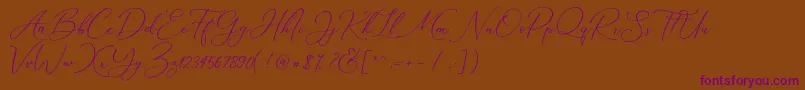 Marverlous Script Demo-Schriftart – Violette Schriften auf braunem Hintergrund