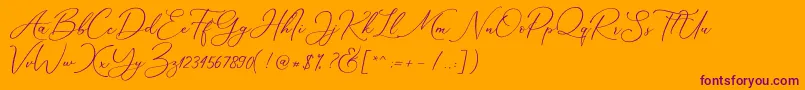 Marverlous Script Demo-Schriftart – Violette Schriften auf orangefarbenem Hintergrund