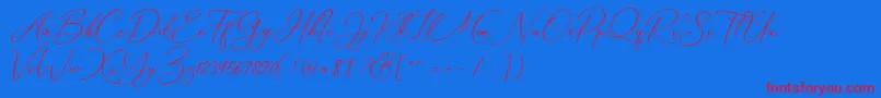 Шрифт Marverlous Script Demo – красные шрифты на синем фоне