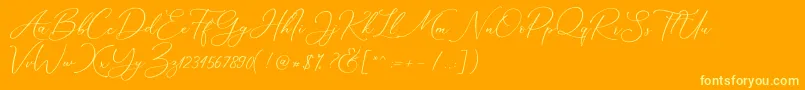 Czcionka Marverlous Script Demo – żółte czcionki na pomarańczowym tle