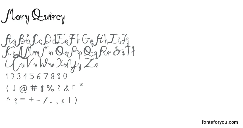 Шрифт Mary Quincy – алфавит, цифры, специальные символы