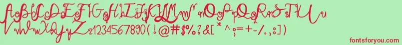 Mary Quincy Font – Red Fonts on Green Background