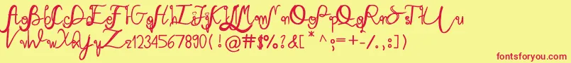 Mary Quincy Font – Red Fonts on Yellow Background