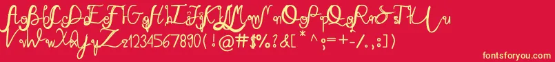 Mary Quincy Font – Yellow Fonts on Red Background