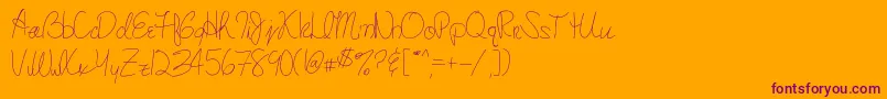 mary s handwriting Font – Purple Fonts on Orange Background