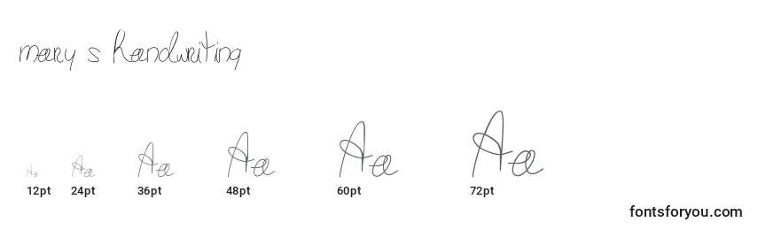 Mary s handwriting Font Sizes