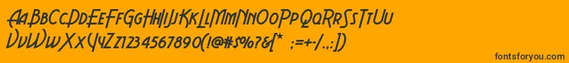 フォントAeroviasbrasilnf – 黒い文字のオレンジの背景