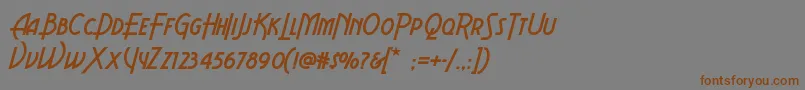 Aeroviasbrasilnfフォントについての詳細 フォントAeroviasbrasilnf – 茶色の文字が灰色の背景にあります。