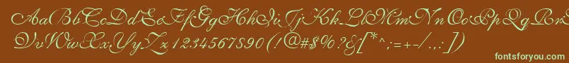 NarvikRegular-fontti – vihreät fontit ruskealla taustalla