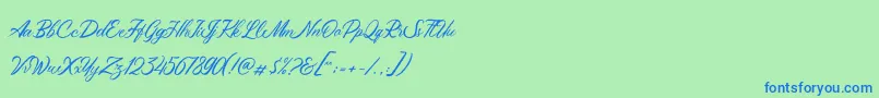 Maryatha Demo-Schriftart – Blaue Schriften auf grünem Hintergrund