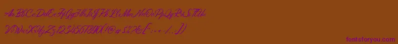Maryatha Demo-Schriftart – Violette Schriften auf braunem Hintergrund