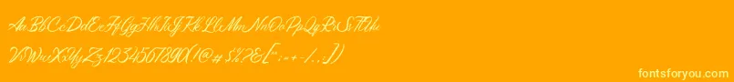 Maryatha Demo-Schriftart – Gelbe Schriften auf orangefarbenem Hintergrund