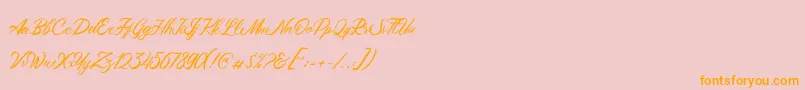 Maryatha Demo-Schriftart – Orangefarbene Schriften auf rosa Hintergrund