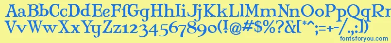 フォントMARYJ    – 青い文字が黄色の背景にあります。