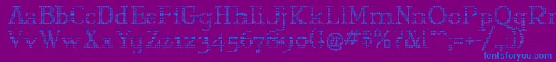 フォントMARYJO   – 紫色の背景に青い文字