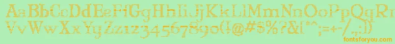 MARYJO  -fontti – oranssit fontit vihreällä taustalla