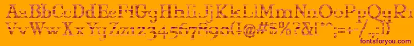 MARYJO  -Schriftart – Violette Schriften auf orangefarbenem Hintergrund