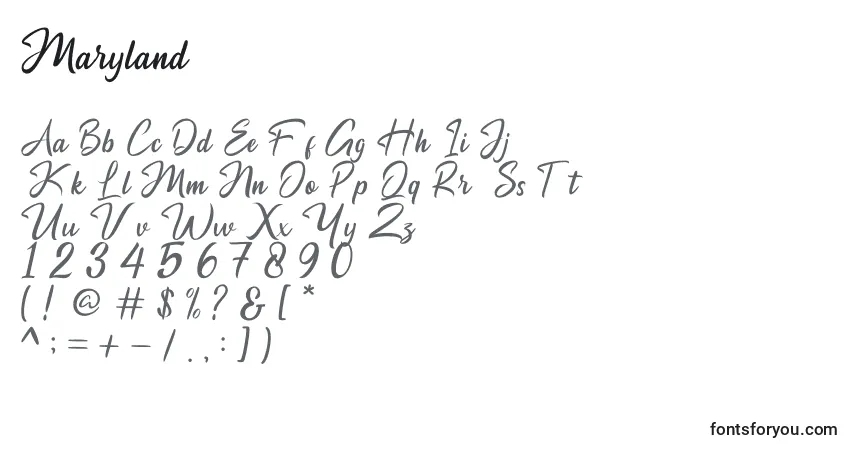 Czcionka Maryland (133705) – alfabet, cyfry, specjalne znaki