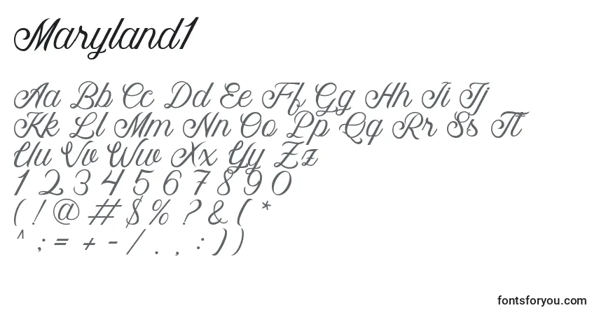 Fuente Maryland1 - alfabeto, números, caracteres especiales