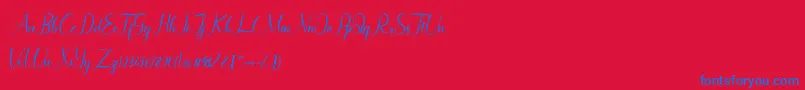 Maryllen Demo-Schriftart – Blaue Schriften auf rotem Hintergrund