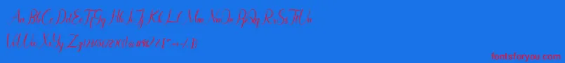 Maryllen Demo-fontti – punaiset fontit sinisellä taustalla