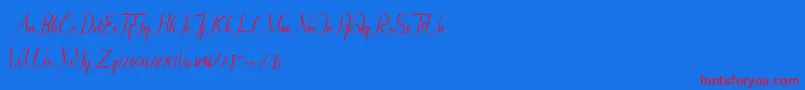 Maryllen Demo-Schriftart – Rote Schriften auf blauem Hintergrund