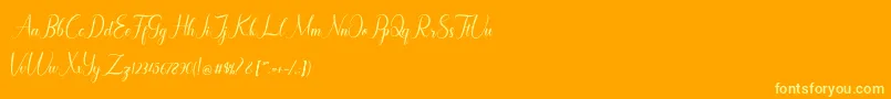 Maryllen Demo-Schriftart – Gelbe Schriften auf orangefarbenem Hintergrund