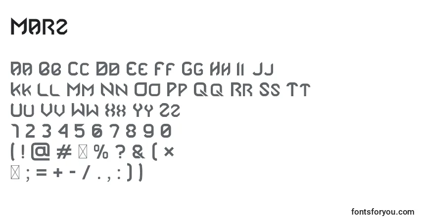 Schriftart Marz – Alphabet, Zahlen, spezielle Symbole