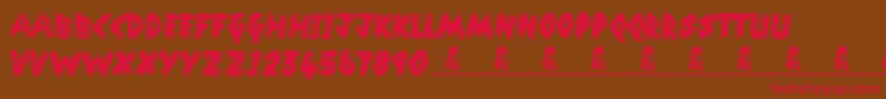 NoMessin-Schriftart – Rote Schriften auf braunem Hintergrund