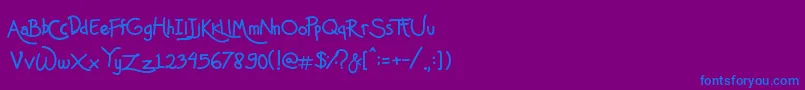 Mas Pendi Wow-Schriftart – Blaue Schriften auf violettem Hintergrund