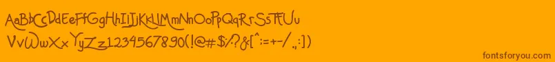 Mas Pendi Wow-Schriftart – Braune Schriften auf orangefarbenem Hintergrund