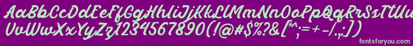 Masbro Font by Rifki 7NTypes Font – Green Fonts on Purple Background